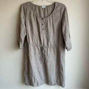 Casual Linen Dress with Drawstring Waist - DKNYC Large